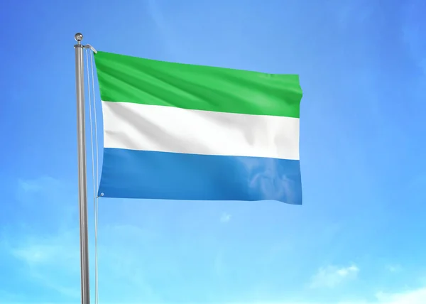 Sierra Leone Flag Waving Cloudy Sky Illustration — Stock Photo, Image