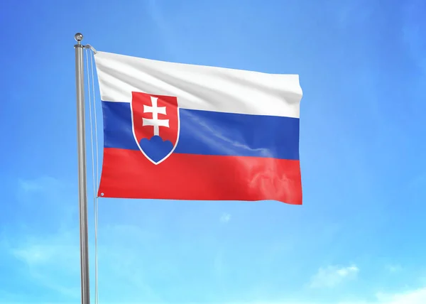 Флаг Словакии Размахивающий Облачном Небе Иллюстрацией — стоковое фото