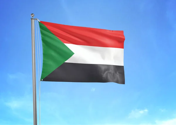 Sudan Flagge Weht Bewölkten Himmel Illustration — Stockfoto