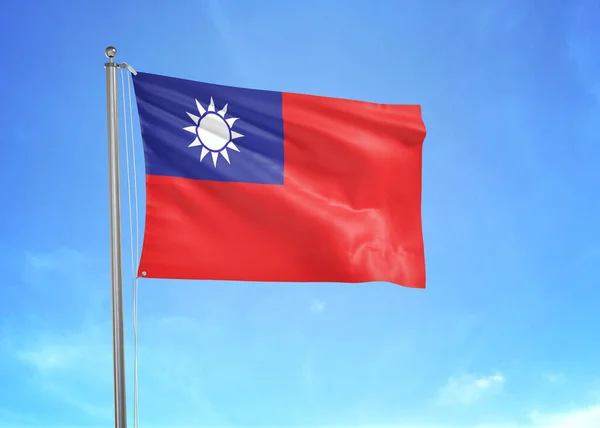 Taiwan Flagge Weht Bewölkten Himmel Illustration — Stockfoto