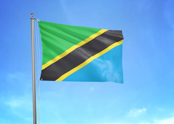 Bandera Tanzania Ondeando Cielo Nublado Ilustración —  Fotos de Stock