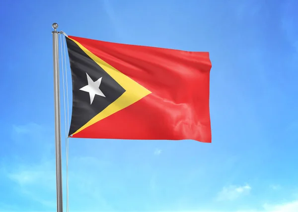 Прапор Східного Тимору Розмахуючи Хмарному Небі Ілюстрація — стокове фото