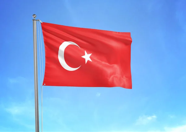 Turkiet Flagga Viftar Molnigt Himmel Illustration — Stockfoto