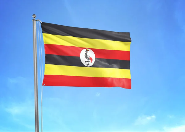 Uganda Vlag Zwaaiend Bewolkte Lucht Illustratie — Stockfoto