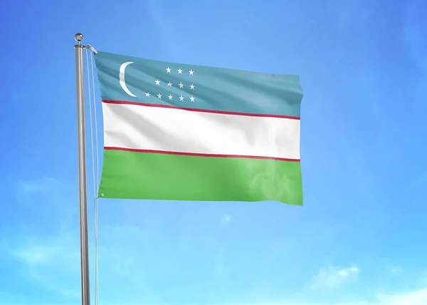 Прапор Узбекистану Розмахуючи Хмарному Небі Ілюстрація — стокове фото
