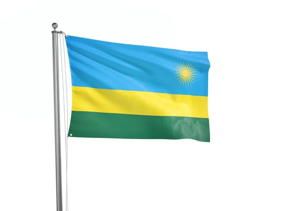 Rwanda Vlag Geïsoleerde Witte Achtergrond Illustratie — Stockfoto