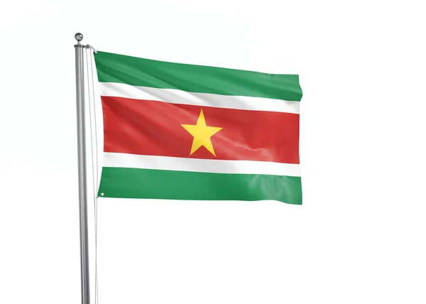 苏里南国旗孤立的白色背景3D插图 — 图库照片