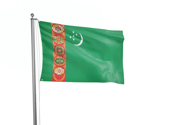 Türkmenisztán Zászló Elszigetelt Fehér Háttér Illusztráció — Stock Fotó