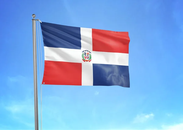 Bandeira República Dominicana Acenando Céu Nublado Ilustração — Fotografia de Stock