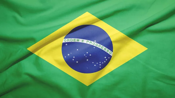Brazilië Zwaaien Vlag Stof Textuur — Stockfoto