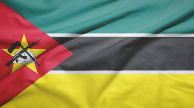 Kumaş dokusunda Mozambik bayrağı sallıyor