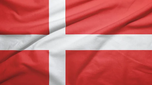 Dinamarca Ondeando Bandera Textura Tela —  Fotos de Stock