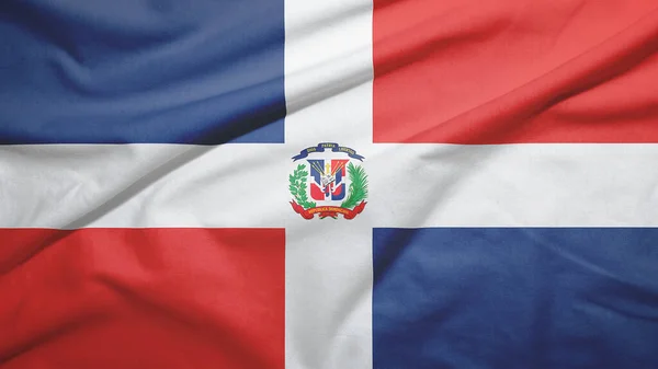 Домініканська Республіка Махає Прапором Тканині — стокове фото