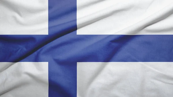 Finlandia Ondeando Bandera Sobre Textura Tela — Foto de Stock