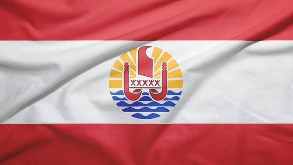 Franska Polynesien Viftar Flagga Tyget Textur — Stockfoto
