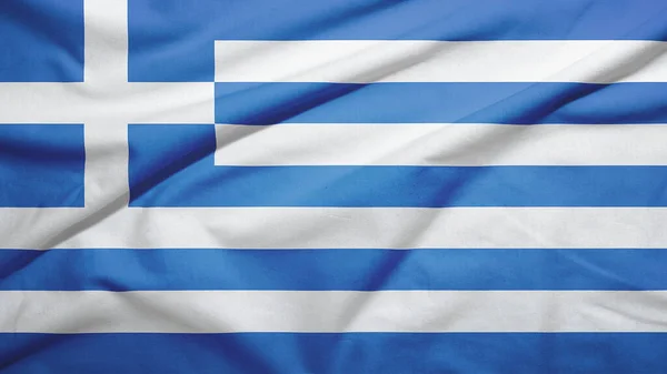 Grecia Ondeando Bandera Sobre Textura Tela —  Fotos de Stock