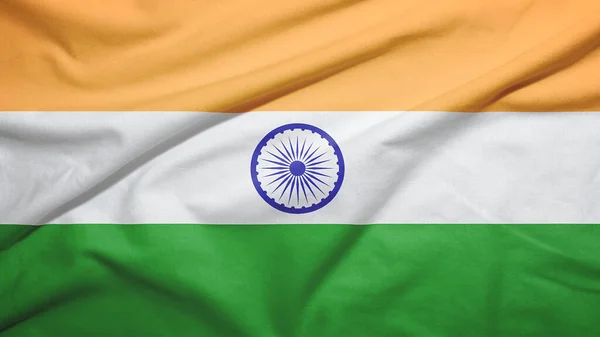 India Waving Flag Fabric Texture — Stock Photo, Image