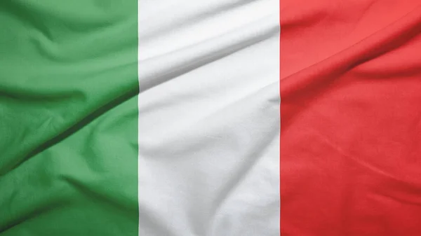 Italia Sventola Bandiera Sulla Texture Del Tessuto — Foto Stock