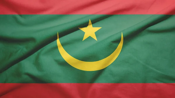 Mauritánia Lengő Zászló Szövet Szerkezetét — Stock Fotó