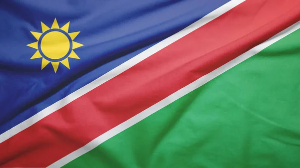 Namibia Viftar Flagga Tyget Textur — Stockfoto