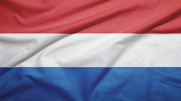 Netherlands Waving Flag Fabric Texture — Stock Photo, Image