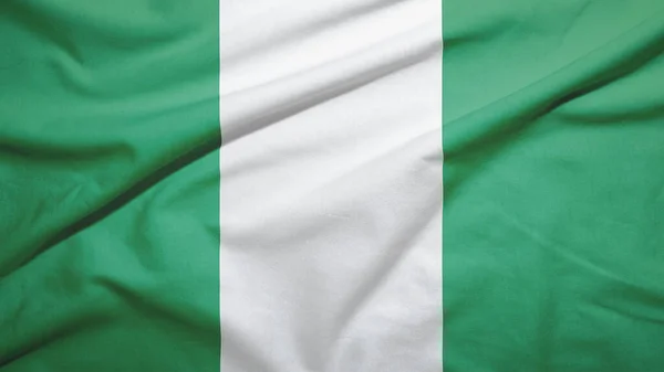 Nigeria Waving Flag Fabric Texture — Stock Photo, Image