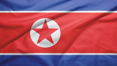 Kuzey Kore kumaş dokusunda bayrak sallıyor.