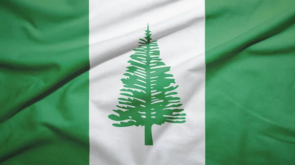 Norfolk Island Mává Vlajkou Textuře Tkaniny — Stock fotografie