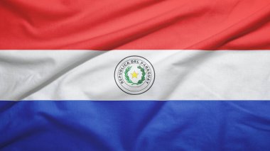 Kumaş dokusunda Paraguay bayrağı sallıyor