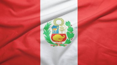 Kumaş dokusunda Peru bayrağı sallıyor