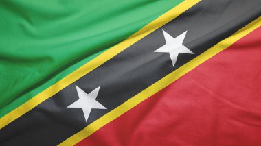 Saint Kitts ve Nevis kumaşın dokusunda bayrak sallıyor.