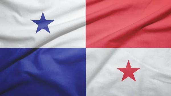 Bandera Panamá Ondeando Sobre Textura Tela —  Fotos de Stock