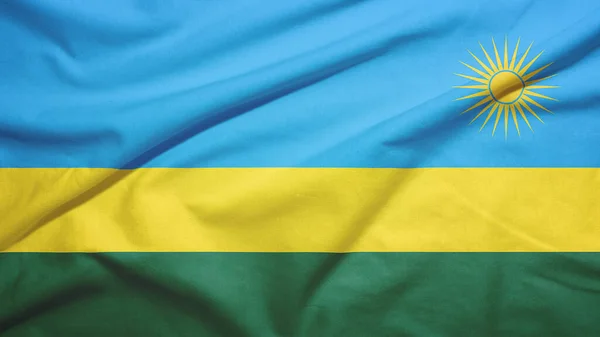 Ruanda Schwenkt Flagge Auf Dem Stoff — Stockfoto