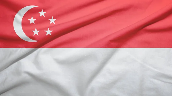 Σιγκαπούρη Κυματίζει Σημαία Στην Υφασμάτινη Υφή — Φωτογραφία Αρχείου