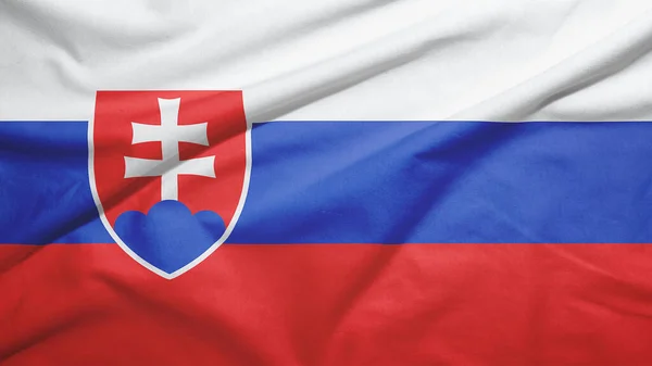 Slovakia Waving Flag Fabric Texture — Stock Photo, Image