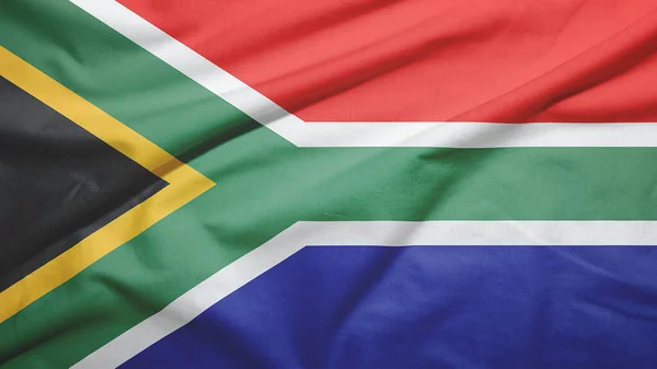 South Africa waving flag on the fabric texture