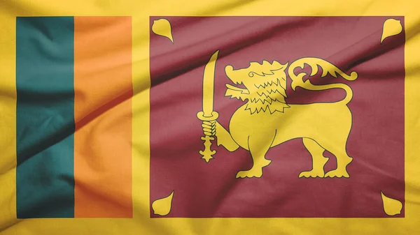 Sri Lanka Schwenkt Flagge Auf Dem Stoff — Stockfoto