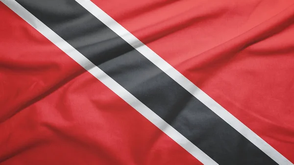 Trinidad Und Tobago Schwenken Flagge Auf Dem Stoff — Stockfoto