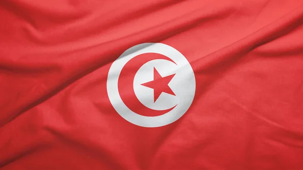 Tunisie Agitant Drapeau Sur Texture Tissu — Photo