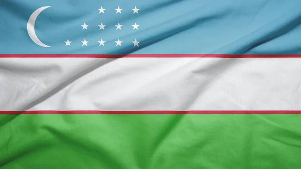 Oezbekistan Zwaaiende Vlag Weefseltextuur — Stockfoto