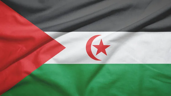 Western Sahara waving flag on the fabric texture