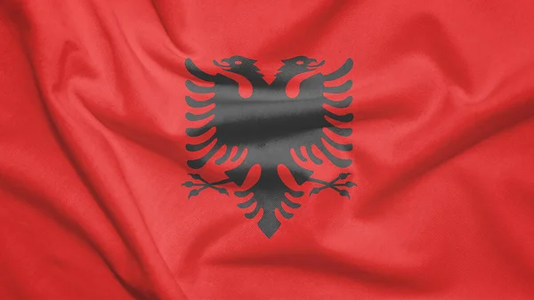 Bandera Albania Textura Tela —  Fotos de Stock