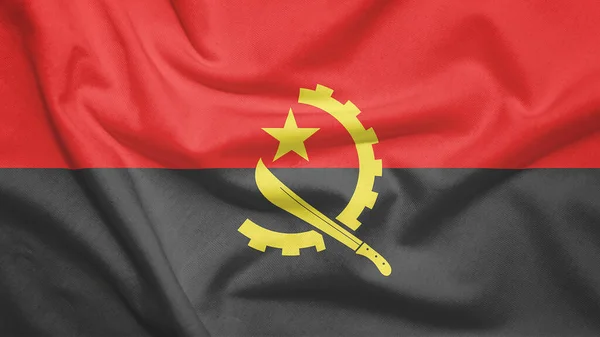 Bandeira Angola Textura Tecido — Fotografia de Stock