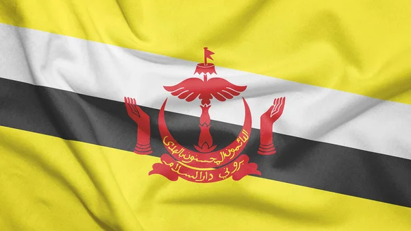 Флаг Брунея Даруссалама Текстуре Ткани — стоковое фото