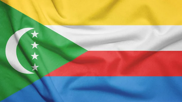 Bandiera Delle Comore Sulla Trama Del Tessuto — Foto Stock