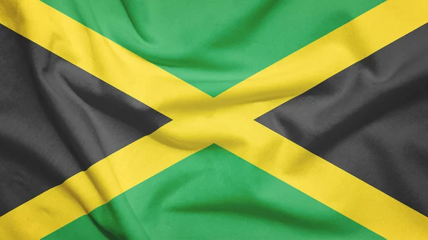 Флаг Ямайки Текстуре Ткани — стоковое фото