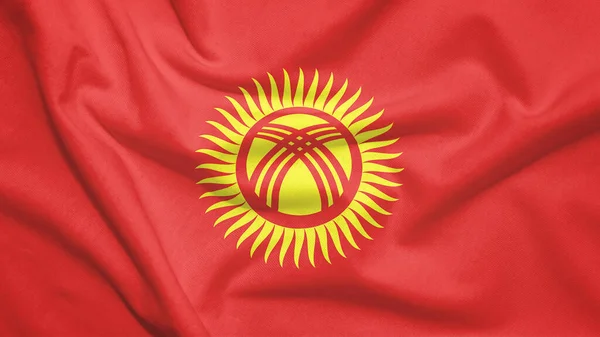 Kirgizië Vlag Textuur Van Het Weefsel — Stockfoto