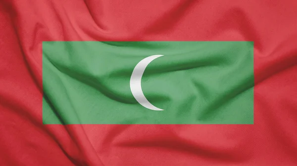 Maldív Szigeteki Zászló Szövet Szerkezetén — Stock Fotó