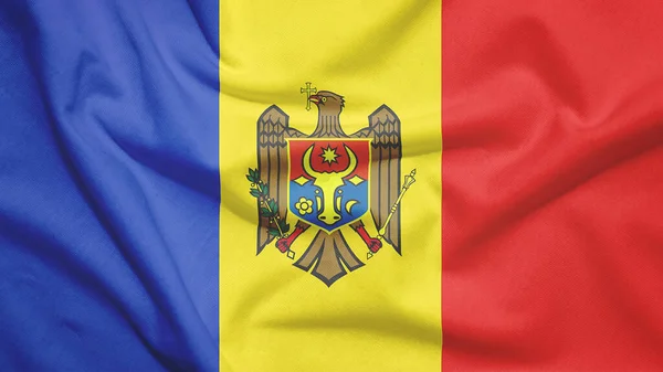 Moldavien Flagga Tyget Textur — Stockfoto
