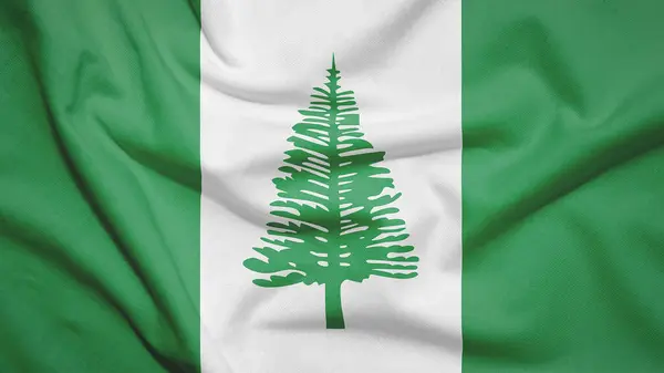 Norfolk Island Vlajka Textuře Tkaniny — Stock fotografie
